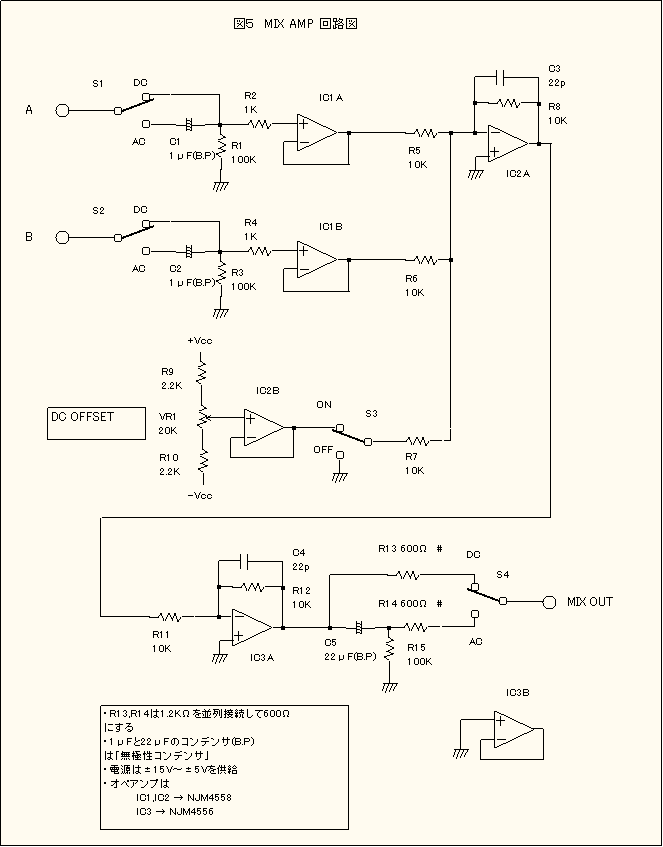 簡単治具製作シリーズ ミキシングアンプ